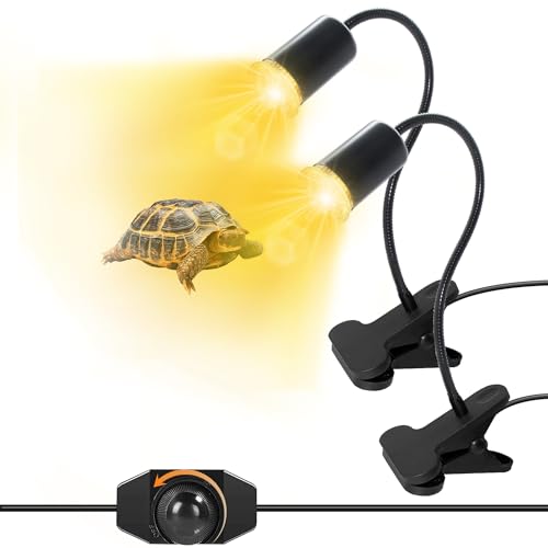WPQIUZS 2 Stück Schildkröte Wärmelampe mit 240CM Kabel, Reptilien Terrarium Lampe, UVA UVB Reptilien Heizlampe mit 40CM Schwanenhals, Terrarium Lampenfassung, Lampen für Schildkröten(Keine Glühbirne) von WPQIUZS