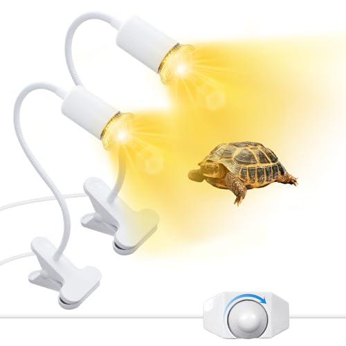 WPQIUZS 2 Stück Schildkröte Wärmelampe mit 240CM Kabel, Reptilien Terrarium Lampe, UVA UVB Reptilien Heizlampe mit 40CM Schwanenhals, Terrarium Lampenfassung, Lampen für Schildkröten(Keine Glühbirne) von WPQIUZS