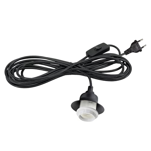 Hängelampe mit Stecker, Lampenfassung E27 mit 450CM Kabel, Vintage Pendelleuchte mit Stecker, Industrial Lampenkabel mit Fassung, Hängeleuchte Steckdose, Kann DIY Verschiedene Lampenschirm von WPQIUZS