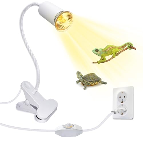 WPQIUZS Schildkröte Wärmelampe mit 240CM Kabel Reptilien Terrarium Lampe E27 UVA UVB Reptilien Heizlampe mit Einstellbarem Clip und 40CM Schwanenhals Keramische Lampenfassung für Eidechse von WPQIUZS