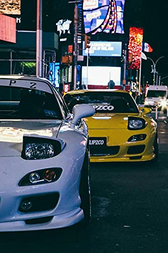 WPQL JDM Car Mazda Rx7 Street Competition Kunstdruck auf Leinwand, 20 x 30 (50 x 75 cm) von WPQL