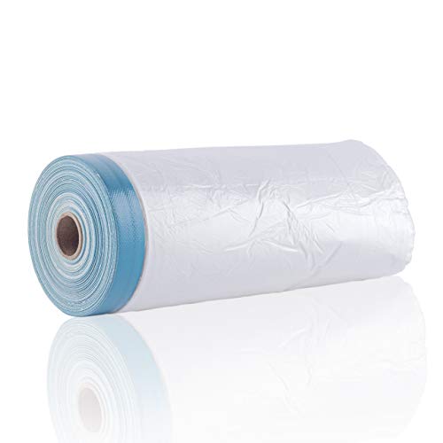 WPTrading - 3 Rollen Gewebe-Masker 1400mm x 20m mit Abklebeband für Innen- & Außenbereich UV-beständig - Profi Maler-Krepp Abdeckfolie (10my Folie) mit Klebeband stark - Abdeckplane für Malerarbeiten von WPTrading