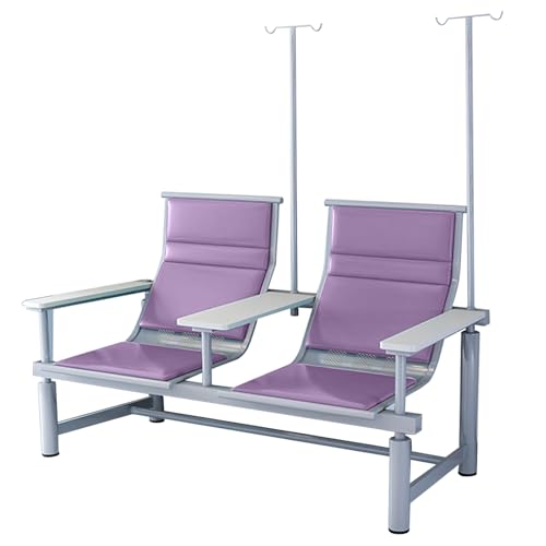 Gepolsterter 2-Sitzer-Empfangsstuhl, Wartezimmerstuhl, Blutentnahmestuhl mit Armlehnen und Infusionsständer für Labore und Kliniken(Purple) von WPWSDWMX
