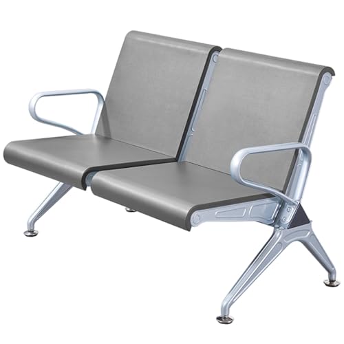 WPWSDWMX 2-Sitzer-Empfangsstuhl für Büro, Lobby, Wartezimmerbank aus PU mit Arm- und Rückenlehnen, für Flughafen, Bank, Krankenhaus, Salon(Gray) von WPWSDWMX