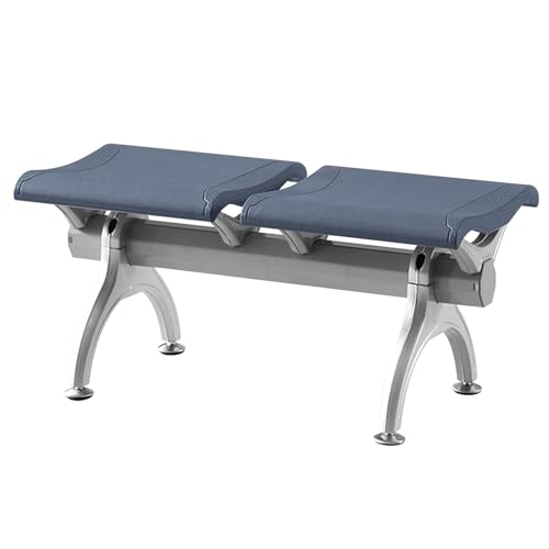 WPWSDWMX 2-Sitzer-Wartezimmerbank, Kaltgewalzter Stahl, Gebogenes Plattendesign, Bürostuhl aus PU-Leder Ohne Armlehnen, für Flughafen, Markt, Schule(Gray) von WPWSDWMX