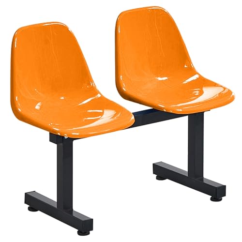 WPWSDWMX 2-Sitzer-Wartezimmerstühle, Einteiliger Kunststoffsitz, Stadionsitze, Empfangsbank für Schulbasketball, Indoor/Outdoor(Orange) von WPWSDWMX
