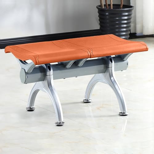 WPWSDWMX 2-Sitzer-Wartezimmerstühle ohne Armlehnen, Flughafen-Empfangsbank aus PU-Leder mit Stahlrahmen, Bürostuhl für Flughäfen, Banken und Krankenhäuser(Orange) von WPWSDWMX