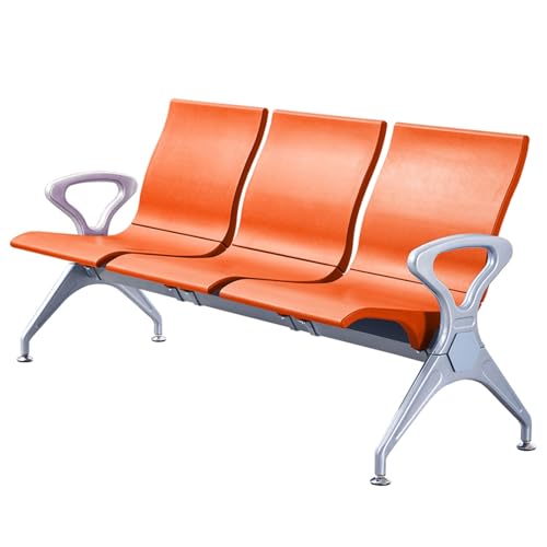 WPWSDWMX 3-Sitzer-Wartezimmerstühle, PU-Büro-Gästeempfangsstühle mit Armlehnen, Flughafen-Empfangsbank für Banken und Krankenhäuser(Orange) von WPWSDWMX