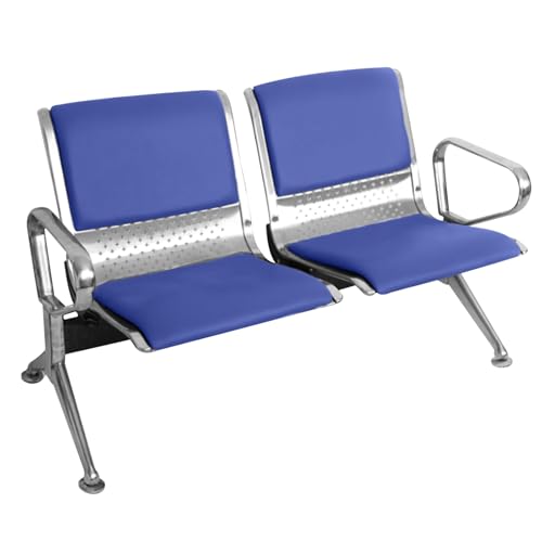 WPWSDWMX Bürostuhl aus PU-Leder, 2-Sitzer-Wartezimmerbank mit Armlehnen und Rückenlehne, für den Einsatz im Krankenhausbereich und für Öffentliche Bereiche(Blue) von WPWSDWMX