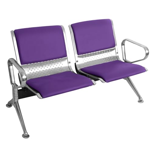 WPWSDWMX Bürostuhl aus PU-Leder, 2-Sitzer-Wartezimmerbank mit Armlehnen und Rückenlehne, für den Einsatz im Krankenhausbereich und für Öffentliche Bereiche(Purple) von WPWSDWMX