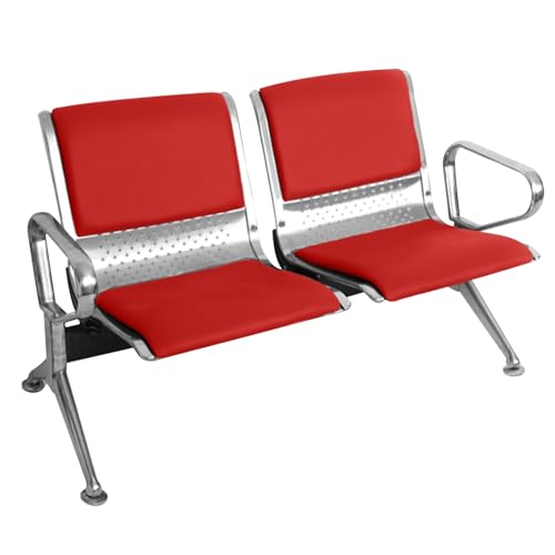 WPWSDWMX Bürostuhl aus PU-Leder, 2-Sitzer-Wartezimmerbank mit Armlehnen und Rückenlehne, für den Einsatz im Krankenhausbereich und für Öffentliche Bereiche(Red) von WPWSDWMX