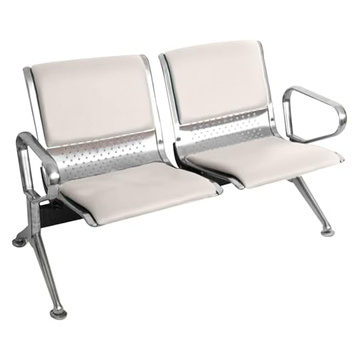 WPWSDWMX Bürostuhl aus PU-Leder, 2-Sitzer-Wartezimmerbank mit Armlehnen und Rückenlehne, für den Einsatz im Krankenhausbereich und für Öffentliche Bereiche(White) von WPWSDWMX