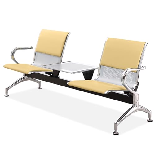 WPWSDWMX Flughafen-Empfangsbank mit Tisch, Büro-Gästestuhl mit Armlehne und Rückenlehne, Leder-Empfangsstuhl für Unternehmen(Yellow) von WPWSDWMX