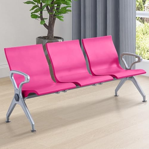 WPWSDWMX Wartezimmerstuhl mit Armlehnen, PU-Flughafen-Empfangsstühle, 3-sitzer Empfangsbank mit Armlehnen für Geschäftsbanken(Pink) von WPWSDWMX