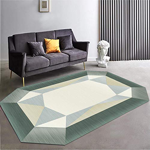 WQ-BBB Carpet Weich Und Flauschig Carpets Teppich kurzflor pflegeleicht beides warm Baby Room Rugs Achteck geometrische Segmentierung grau grün gelb beige tepppich 180X280cm von WQ-BBB