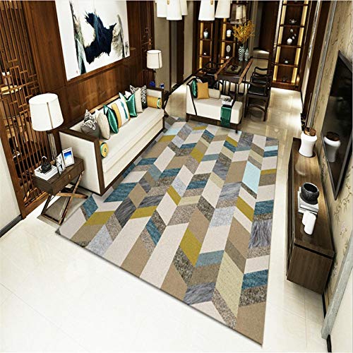 WQ-BBB Hautfreundlich wasseraufnahme Teppiche Bunter geometrischer Teppich, Kristallvlies, Mehrgrößen, beige braun blau gelb 5d-Druck Zimmers Teppichen 160X200cm von WQ-BBB