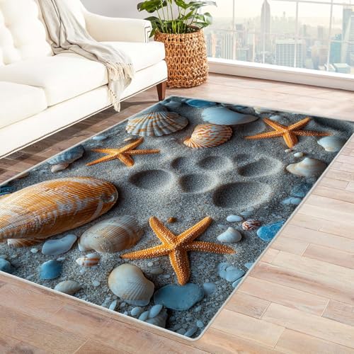 WQBQKKX 3D Home Teppich Wohnzimmer Ozean Carpet Retro Teppiche für Schlafzimmer Esszimmer rutschfest Weich Modern Teppich Groß Rug(Gelb 58)-150x240cm von WQBQKKX
