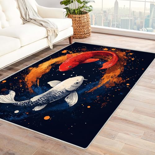 WQBQKKX 3D Home Teppich Wohnzimmer Ozean Carpet Tier Teppiche für Schlafzimmer Esszimmer rutschfest Weich Modern Teppich Groß Rug(Rot 2)-150x240cm von WQBQKKX