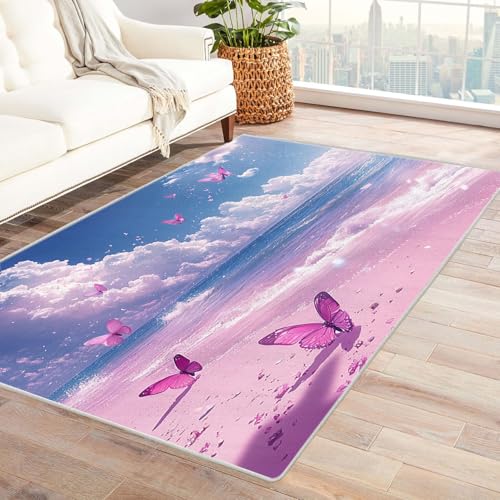 WQBQKKX 3D Home Teppich Wohnzimmer Ozean Carpet Wellen Teppiche für Schlafzimmer Esszimmer rutschfest Weich Modern Teppich Groß Rug(Rosa 2)-180x270cm von WQBQKKX