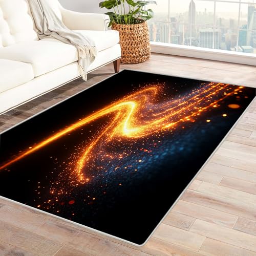 WQBQKKX 3D Home Teppich Wohnzimmer Vintage Boho Retro Carpet Textur-Linien Teppich Wohnzimmer Schlafzimmer Weich Kurzflor & Waschbar & rutschfest(Schwarz)-240x300cm von WQBQKKX