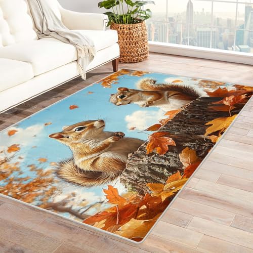 WQBQKKX 3D Teppich Kinderzimmer Tier Carpet Niedliche Karikatur Teppich Wohnzimmer Schlafzimmer Weich Kurzflor & Waschbar & rutschfest Rug(Orange)-240x300cm von WQBQKKX