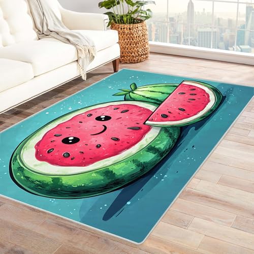 WQBQKKX 3D Teppich Kinderzimmer Tier Carpet Süße Cartoon-Früchte ideal fürs Wohnzimmer, Schlafzimmer und Kinderzimmer auch als Badematte Rug(Grün)-210x270cm von WQBQKKX