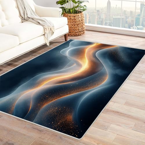 WQBQKKX 3D Teppich Vintage Boho Retro Carpet Bunte Linien ideal fürs Wohnzimmer, Schlafzimmer und Kinderzimmer auch als Badematte Rug(Grau)-150x180cm von WQBQKKX