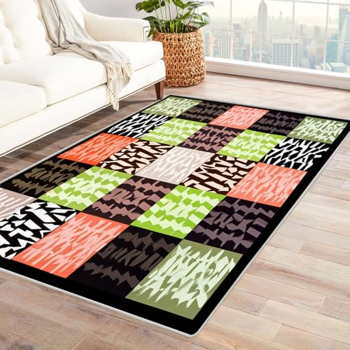 WQBQKKX 3D Teppich Wohnzimmer Kurzflor Abstrakt Retro Carpet Texturlinien bunt ideal fürs Wohnzimmer, Schlafzimmer und Kinderzimmer auch als Badematte(Orange)-240x300cm von WQBQKKX