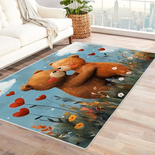 WQBQKKX 3D Teppich Wohnzimmer Landschaft Carpet Niedliche Tiere ideal fürs Wohnzimmer, Schlafzimmer und Kinderzimmer auch als Badematte(Orange 16)-240x300cm von WQBQKKX