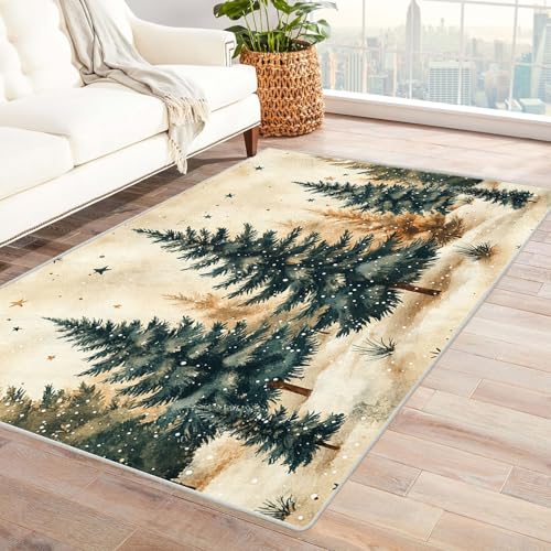 WQBQKKX 3D Teppich Wohnzimmer Waschbarer Boho Baum Teppiche für Schlafzimmer Esszimmer rutschfest Weich Modern Teppich Groß Rug(Grün 2)-240x300cm von WQBQKKX