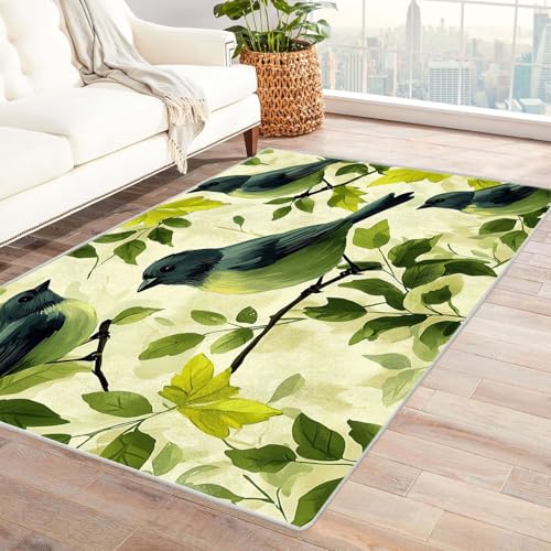 WQBQKKX 3D Teppich Wohnzimmer Waschbarer Boho Pflanze Teppich Wohnzimmer Schlafzimmer Weich Kurzflor & Waschbar & rutschfest Rug(Grün 7)-90x120cm von WQBQKKX