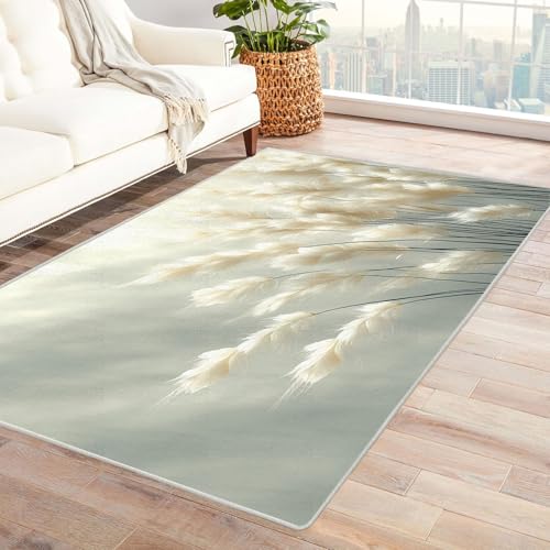 WQBQKKX 3D Vintage Teppich Wohnzimmer Waschbar Pflanzen Kurzflor Waschbarer Teppich Super Weich rutschfest Blumen Design Groß Wohnzimmerteppich(Grau 16)-60x90cm von WQBQKKX