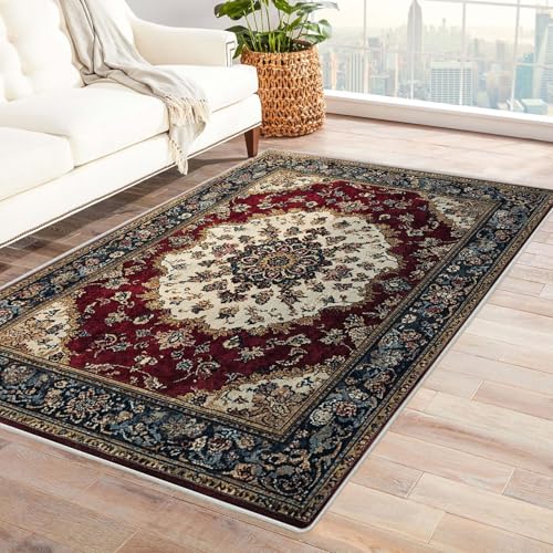 WQBQKKX 3D Vintage Teppich Wohnzimmerteppich Blumen Boho Teppich, Klein Carpet rutschfest, Schlafzimmer, Esszimmer, Büro(Grau 54)-120x150cm von WQBQKKX
