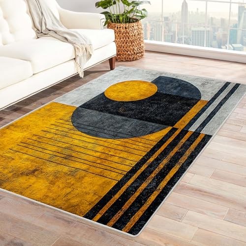 WQBQKKX 3D Vintage Teppich Wohnzimmerteppich Bohème Teppiche fürs Schlafzimmer, Arbeitszimmer, Büro, Flur, Kinderzimmer und Küche Rug(Grau 19)-90x120cm von WQBQKKX