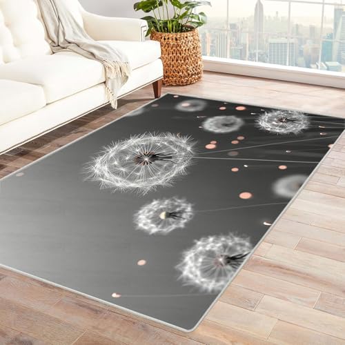 WQBQKKX 3D Wohnzimmer Vintage Teppich Pflanzen Carpet Waschbarer Vintage Kurzflor Esszimmer Vorzimmer Boho Living Room Rug Bedroom(Grau 35)-150x180cm von WQBQKKX