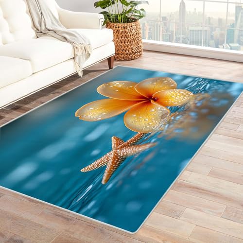 WQBQKKX 3D moderner Wohnzimmer Teppich Carpet Blumen ideal fürs Wohnzimmer, Schlafzimmer und Kinderzimmer auch als Badematte Rug(Gelb 88)-90x120cm von WQBQKKX