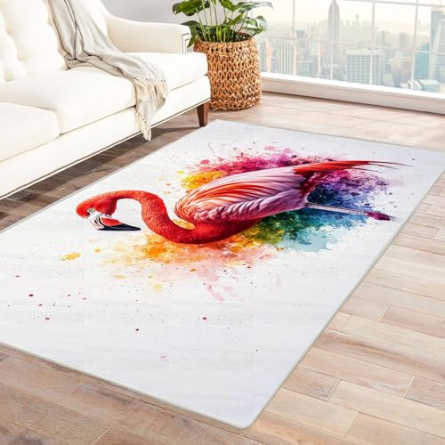 WQBQKKX 3D moderner Wohnzimmer Teppich Carpet Buntes Aquarell ideal fürs Wohnzimmer, Schlafzimmer und Kinderzimmer auch als Badematte Rug(Rot)-150x210cm von WQBQKKX