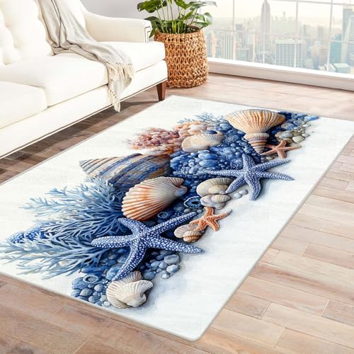 WQBQKKX 3D moderner Wohnzimmer Teppich Carpet Retro ideal fürs Wohnzimmer, Schlafzimmer und Kinderzimmer auch als Badematte Rug(Blau 60)-150x210cm von WQBQKKX