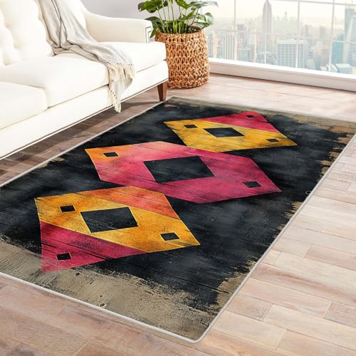 WQBQKKX 3D moderner Wohnzimmer Teppich Carpet Textur der Linie ideal fürs Wohnzimmer, Schlafzimmer und Kinderzimmer auch als Badematte Rug(Rosa)-150x180cm von WQBQKKX