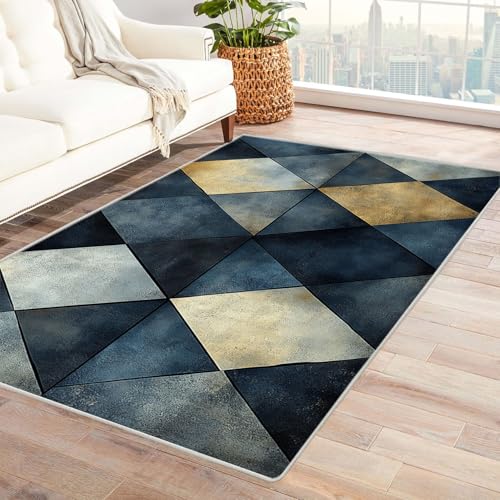 WQBQKKX 3D moderner Wohnzimmer Teppich Retro Carpet Minimalistische Linien Teppiche für Schlafzimmer Esszimmer rutschfest Weich Modern Teppich Groß Rug(Grau)-150x240cm von WQBQKKX