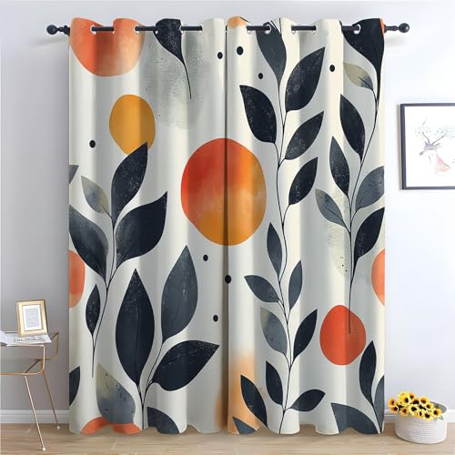 WQBQKKX Blickdicht Gardinen Blumen Vorhang Bohème Blickdichte Thermo Vorhang Kälteschutz Blackout Curtain Mädchenzimmer Schlafzimmer Verdunkelung-H180 x B100 cm (2er Pack) von WQBQKKX