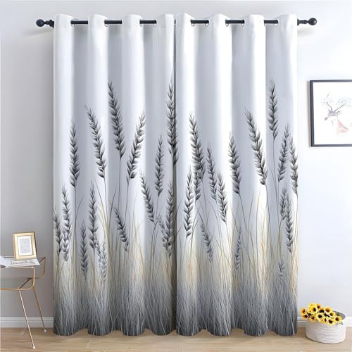 WQBQKKX Blickdichte Gardinen Blätter in Aquarell Minimal mit Ösen Verdunklungsvorhange Dekoschal Thermovorhang Kälteschutz Marineblau für Wohnzimmer-H140 x B110 cm (2er Pack) von WQBQKKX