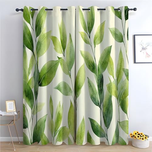 WQBQKKX Blume Vorhänge mit Ösen Minimal Blickdichte Gardinen Blackout Curtain Thermo Vorhang Kinder Mädchen Schlafzimmer Wohnzimmer-H230 x B160 cm (2er Pack) von WQBQKKX