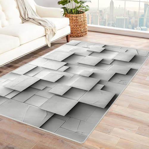 WQBQKKX Boho Kurzflor Teppich Schlafzimmer Linien Boho Teppich, Klein Carpet rutschfest, Schlafzimmer, Esszimmer, Büro(Grau 18)-210x270cm von WQBQKKX