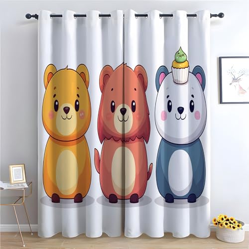 WQBQKKX Cartoon-Tiere Hauptdekoration Balkon Vorhang Süß, bunt Blackout Curtain Schlafzimmer Wohnzimmer Weich Verdunklungsvorhänge 2er Set-H180 x B100 cm (2er Pack) von WQBQKKX