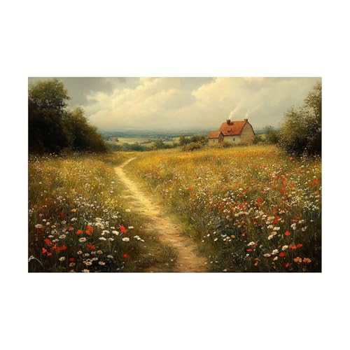 WQBQKKX Leinwände Groß XXL Wall Decoration Wald, Grasland Retro Landschaftsbilder Moderne Naturbilder für Wohnzimmer Schlafzimmer Set - 70x100cm Ungerahmt(Grün) von WQBQKKX