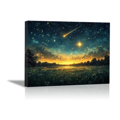 WQBQKKX Leinwände Groß XXL Wall Decoration Wald, Minimalistischer Himmel Landschaftsbilder Moderne Naturbilder für Wohnzimmer Schlafzimmer Set - 80x110cm Gerahmt(Gold) von WQBQKKX
