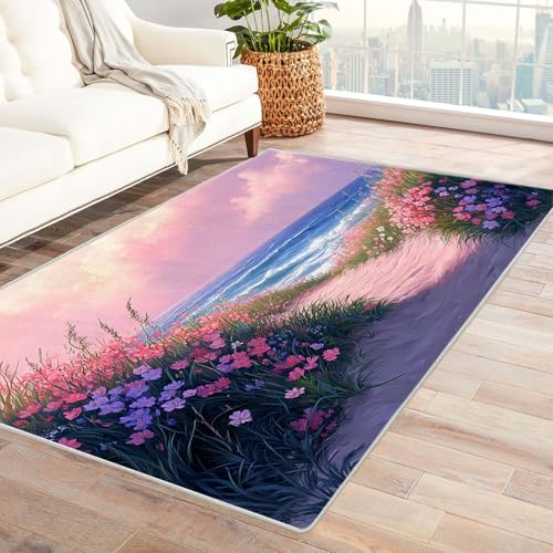 WQBQKKX Ocean Teppich Gras Wohnzimmer Schlafzimmer Dekor Kinder Spielmatte Küche Korridor Essbereich Teppich(Rosa 13)-210x300cm von WQBQKKX