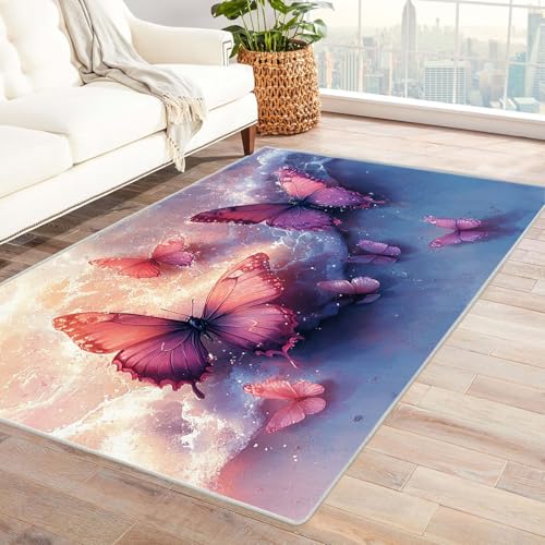 WQBQKKX Ocean Teppich Tiere Wohnzimmer Schlafzimmer Dekor Kinder Spielmatte Küche Korridor Essbereich Teppich(Lila 69)-180x240cm von WQBQKKX