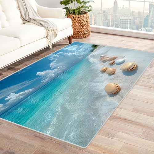 WQBQKKX Teppich 3D Ozean Carpet Minimalistisch Schlafzimmer Badezimmer Rutschfester Rug Eingangstürmatte Ocean Kinderkrabbel Carpet(Blau 11)-240x300cm von WQBQKKX